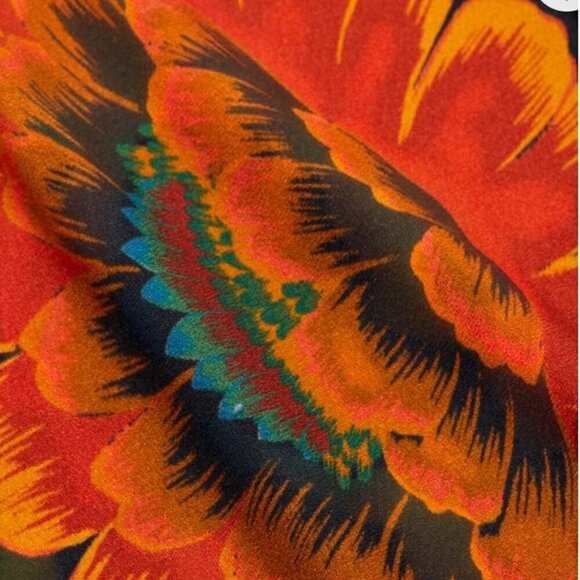Farm Rio Autumn multicolored smocked back breathtaking viscose midi dress size S - Picture 8 of 16